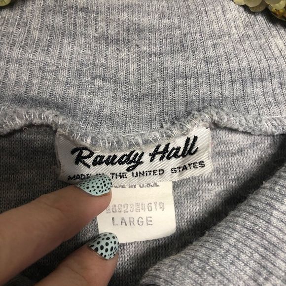 Vintage Randy Hall Fleece Rugby Stripe Pullover Sweatshirt L - Picture 5 of 5